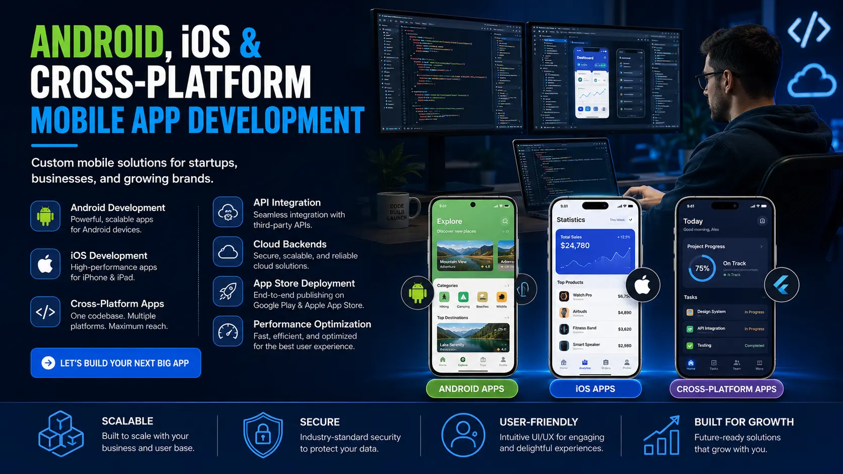 Android iOS and cross-platform mobile app development services
